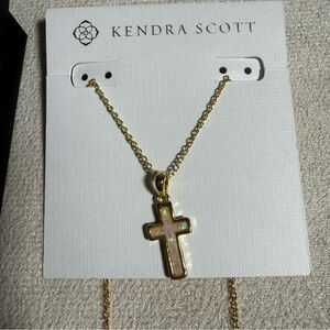 Kendra Scott Gold and Iridescent Cross Necklace